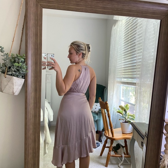 Express Satin Wrap Dress - Picture 2 of 8